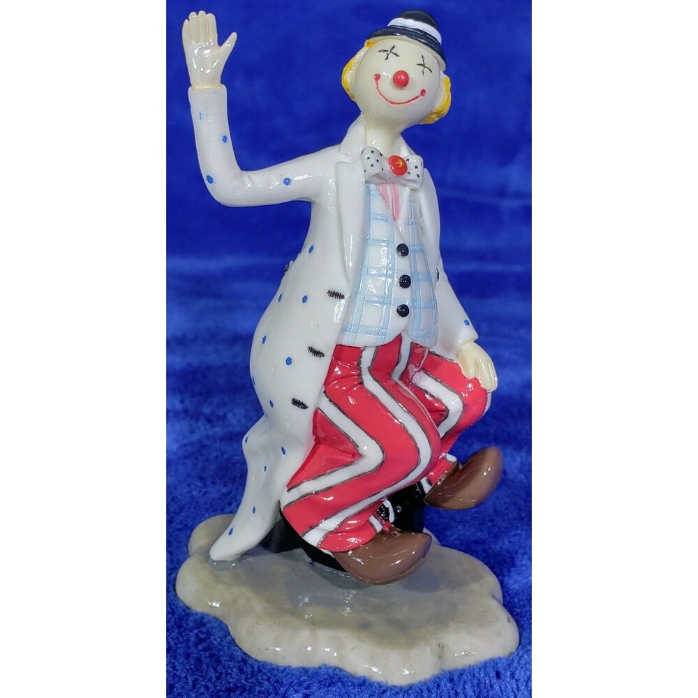 Herco Gift Professional 4" CLOWN Figurine Happy Riding Unicycle Waving Circus